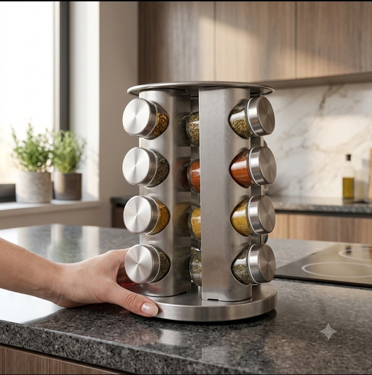 Especiero Giratorio 360° Acero Inoxidable - 16 Frascos